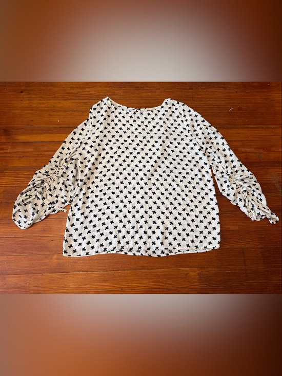 LOFT Tops - LOFT White Blouse with Black Clover Motif size large